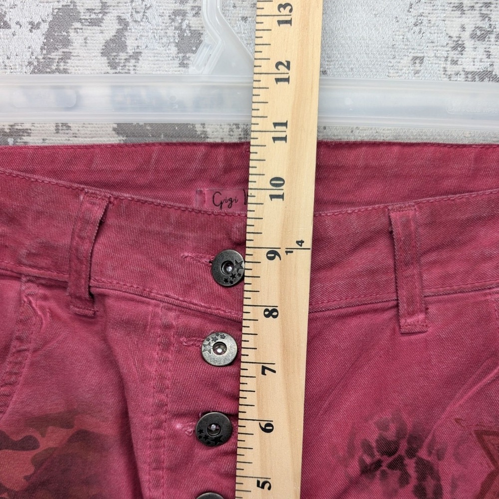 Gigi Moda Red Rock & Roll Graphic Print Button Fly Slim Pants Made in Italy XL - Picture 13 of 15